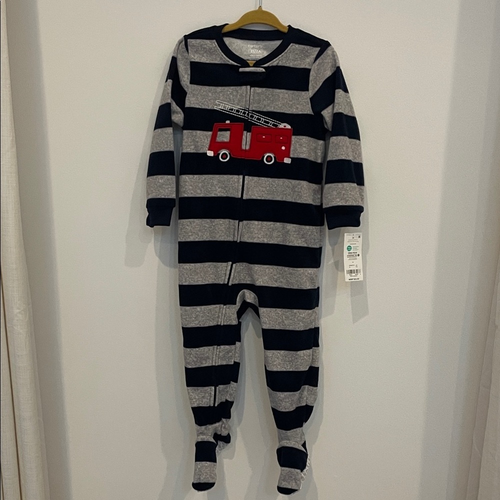 Carter’s Fleece Footie Pajamas with Red Fire Truck - NWT